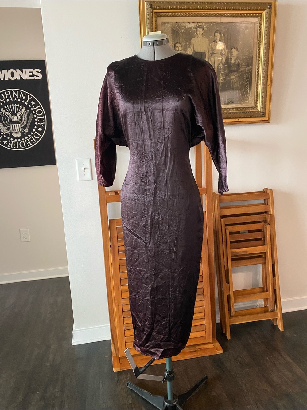 My Michelle vintage Metallic Plum Midi Sheath Dress